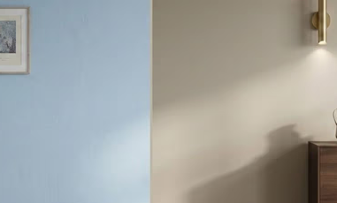 Two-tone blue and beige painted wall
